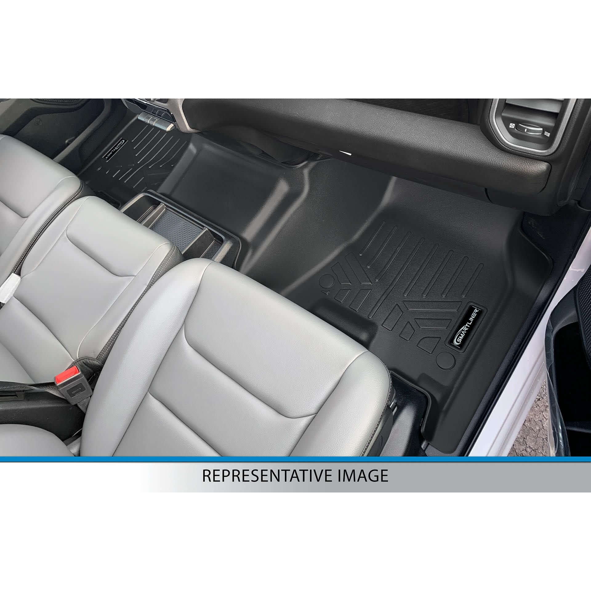 SMARTLINER Custom Fit Floor Liners For 2015-2025 Ford F-150 Regular Cab, No 4x4 Shifter, Vinyl Flooring with 1st Row Bench Seat with Over The Hump Coverage