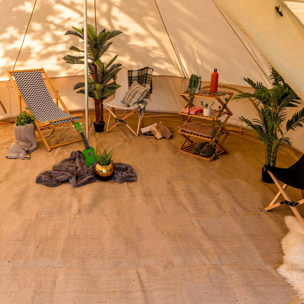 Boutique Camping Bell Tent Half Moon Jute Matting