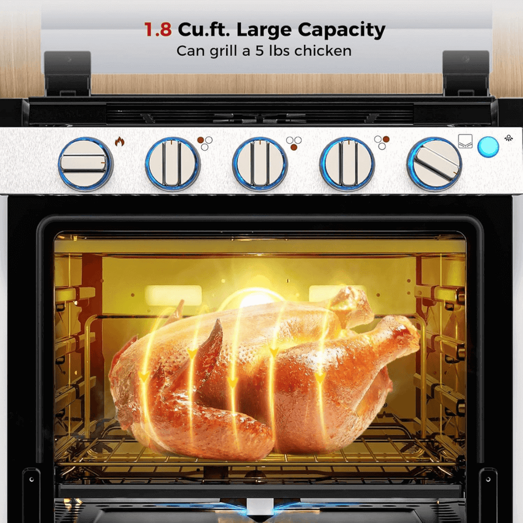 Camplux RV Stove Gas Range Oven w/ 3 Burners Cooktop 21 Inches CLASSIC