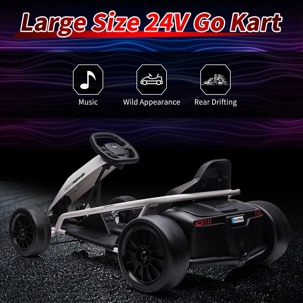 24V Electric Go Kart For Kids 8 To 12 Dual 300W Motors Ride On Toy