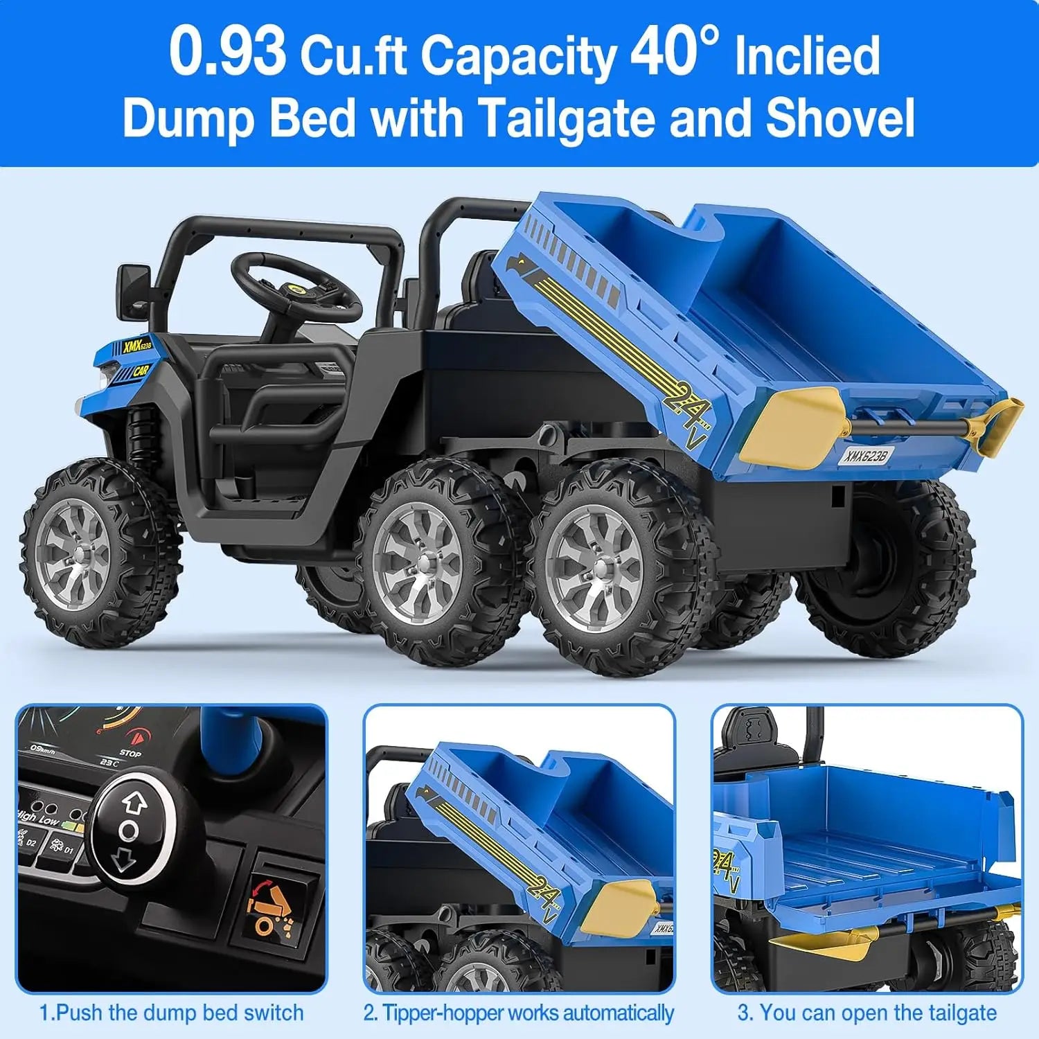HiMIS 24V 2Seater 4WD Ride On Dump Truck With Remote