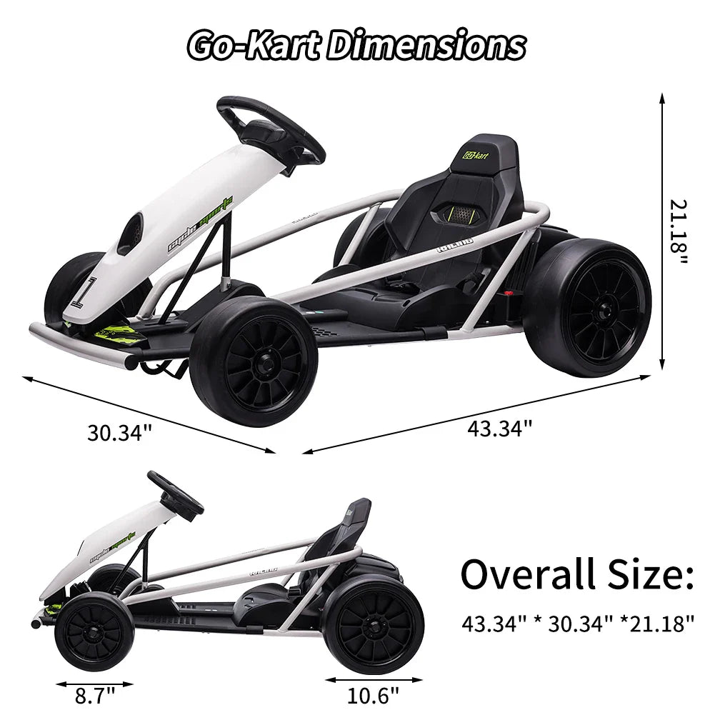 24V Electric Go Kart For Kids 8 To 12 Dual 300W Motors Ride On Toy