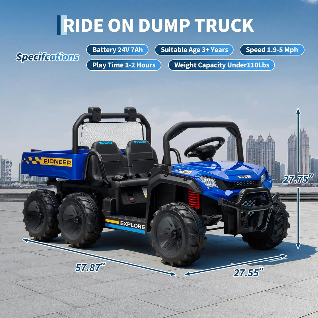 24V Two Seater Ride On Dump Truck 4WD Remote Control