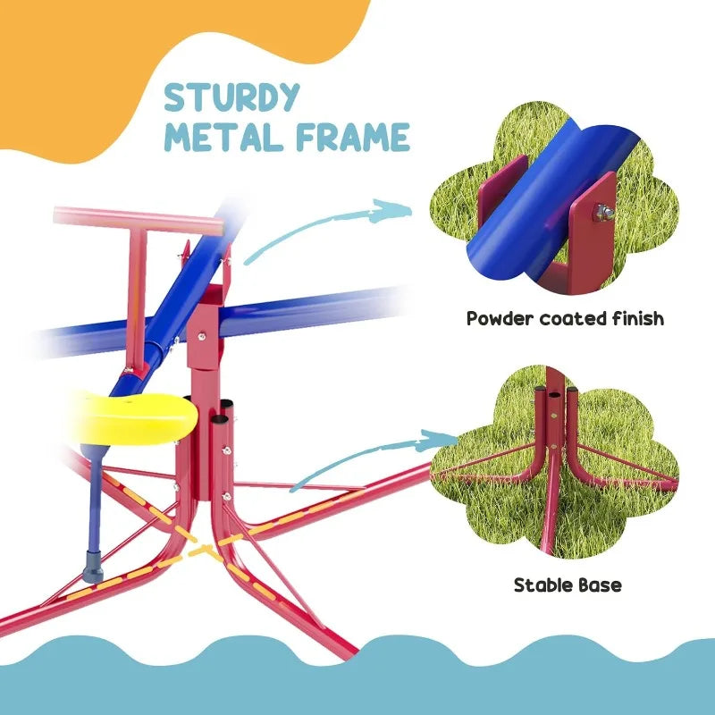 Outsunny 360 Degree Seesaw Spin Teeter Totter For Four Kids