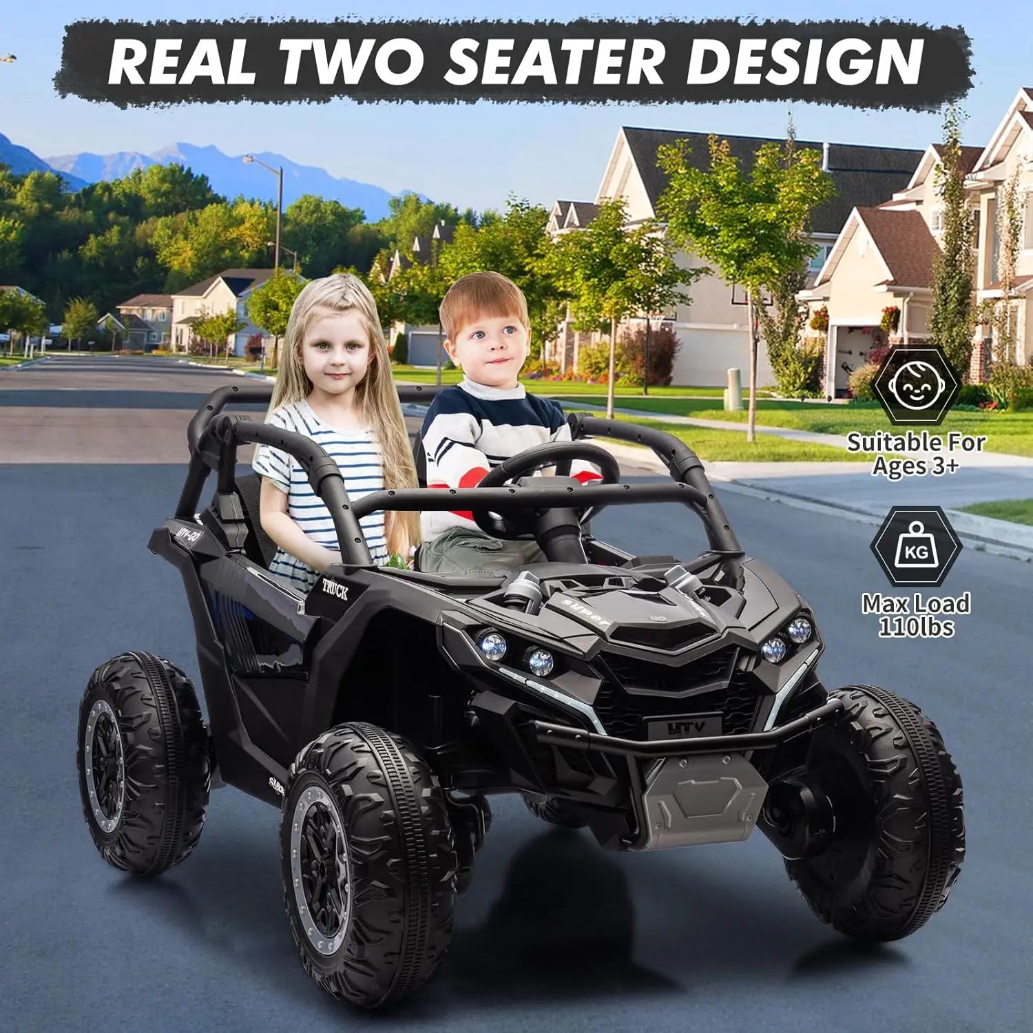 24V 4WD Ride On Car For Kids With Remote Control 2 Seater