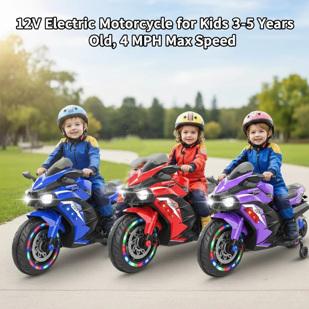 Jueshuai Outdoor 12V Electric Kids Motorcycle LED Lights Bluetooth Music