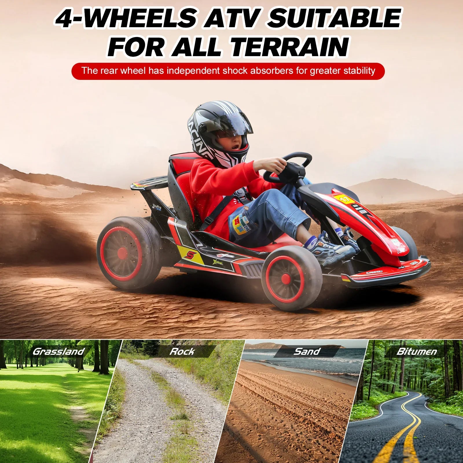 Mukidy 24V Electric Go Kart For Kids Drift Ride On