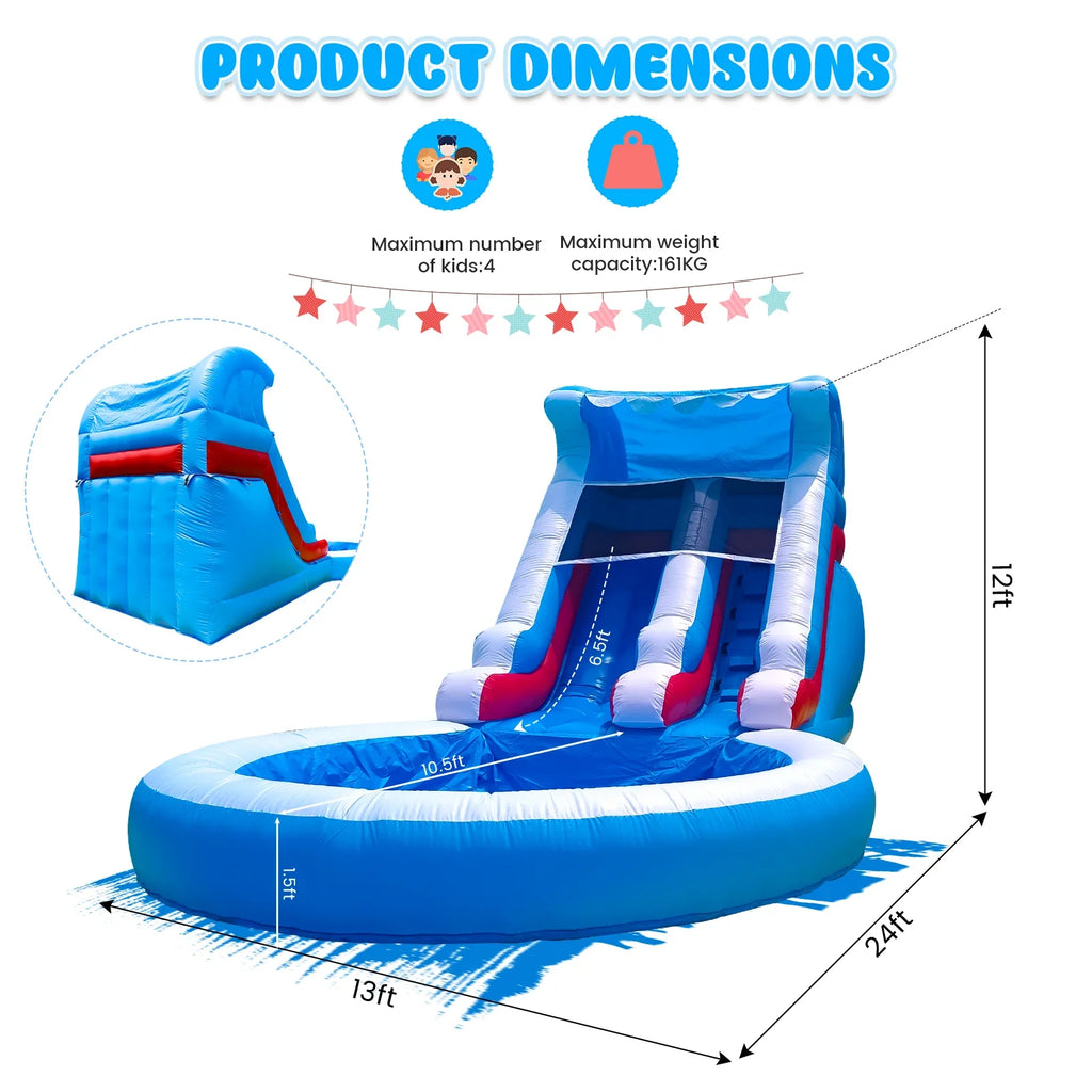 RTS Inflatable Commercial Wave Water Slide With Blower