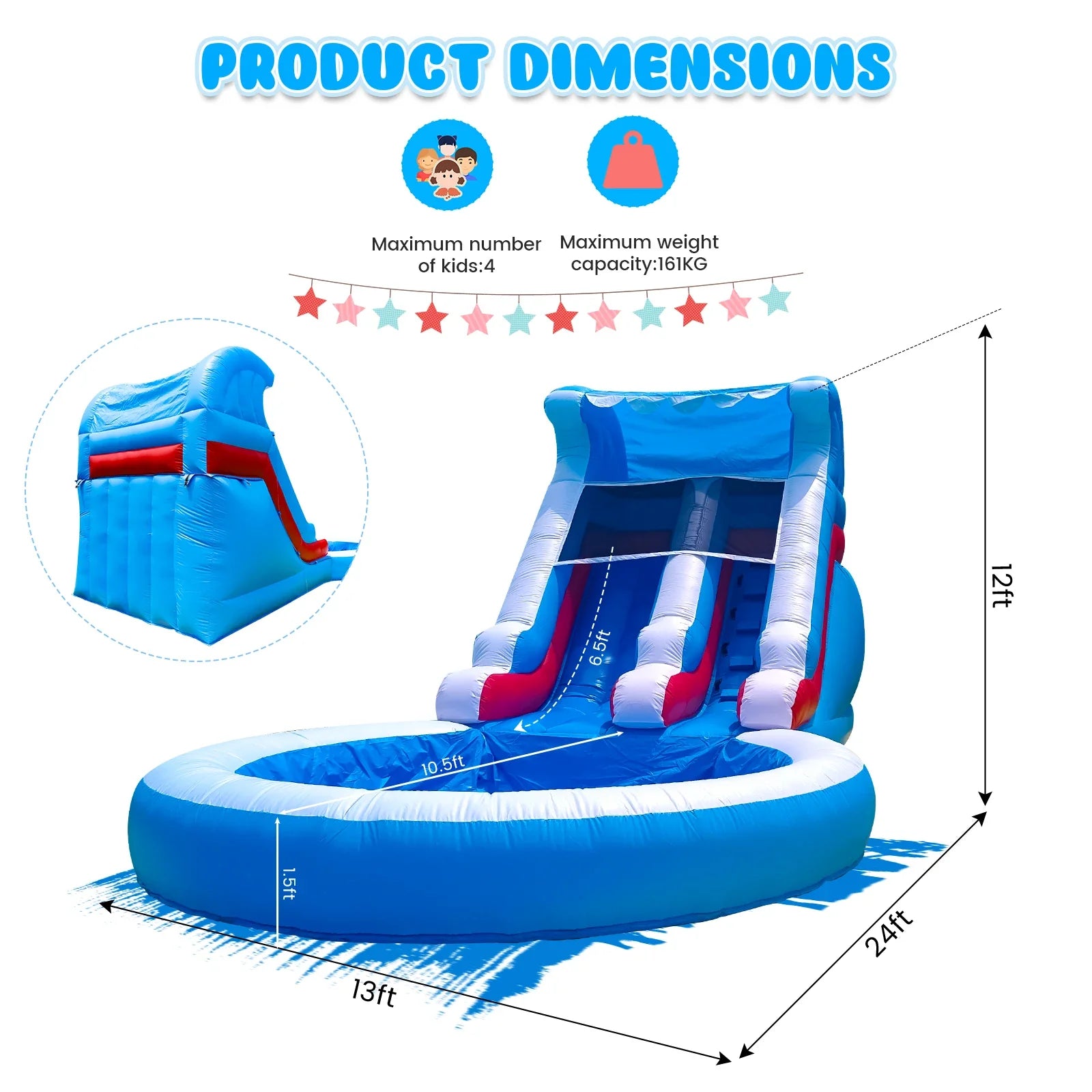 RTS Inflatable Commercial Wave Water Slide With Blower