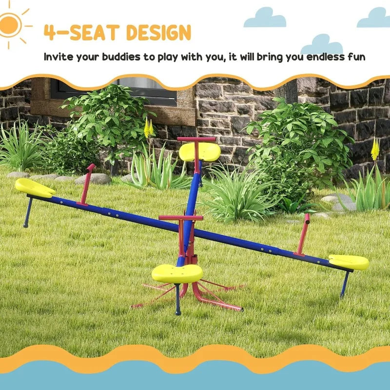 Outsunny 360 Degree Seesaw Spin Teeter Totter For Four Kids