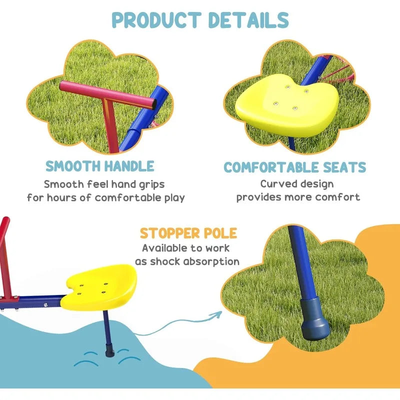 Outsunny 360 Degree Seesaw Spin Teeter Totter For Four Kids