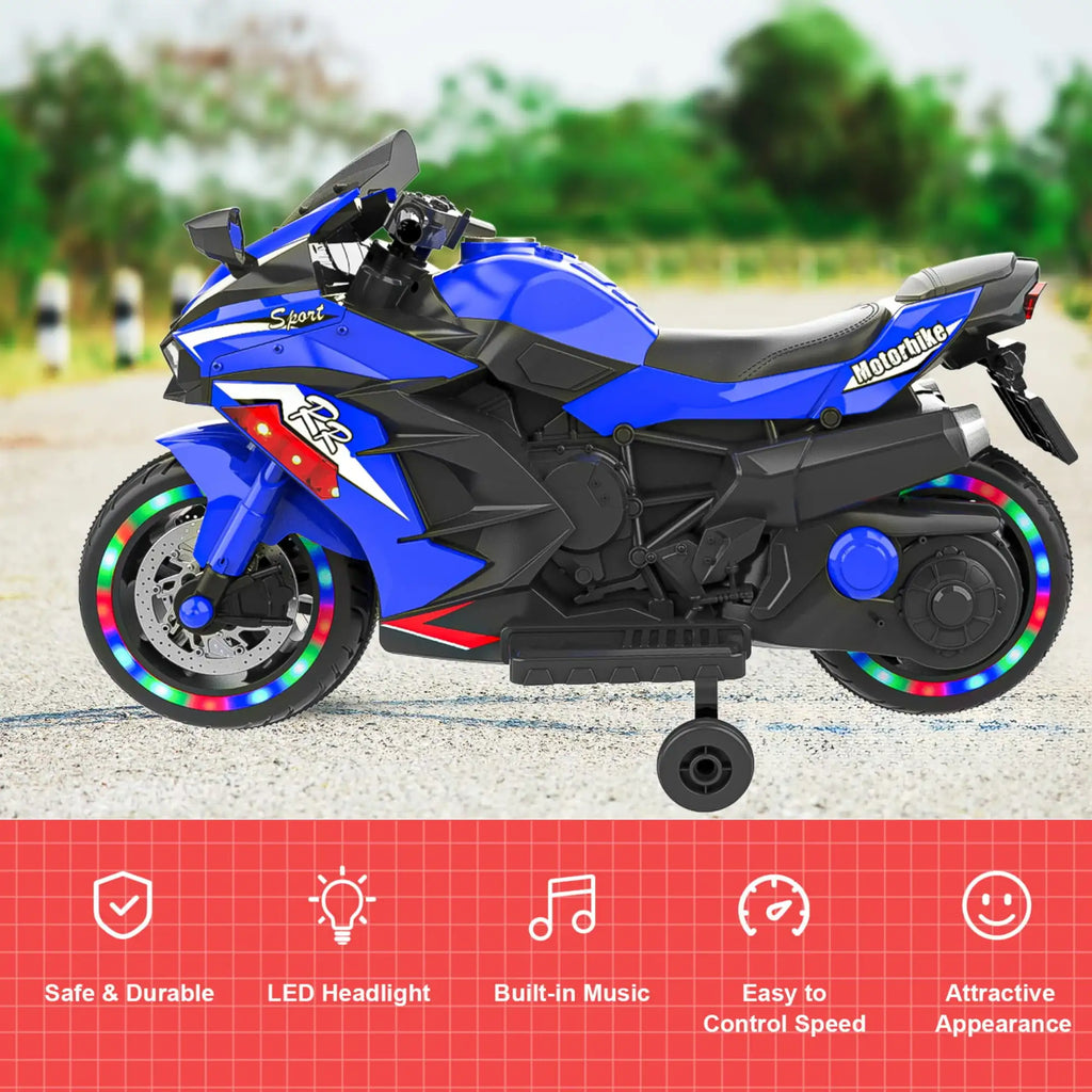 Jueshuai Outdoor 12V Electric Kids Motorcycle LED Lights Bluetooth Music