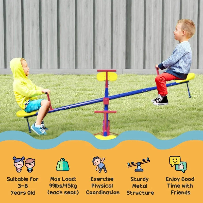 YTYIN 360 Degree Seesaw Teeter Totter For Kids Four Seater