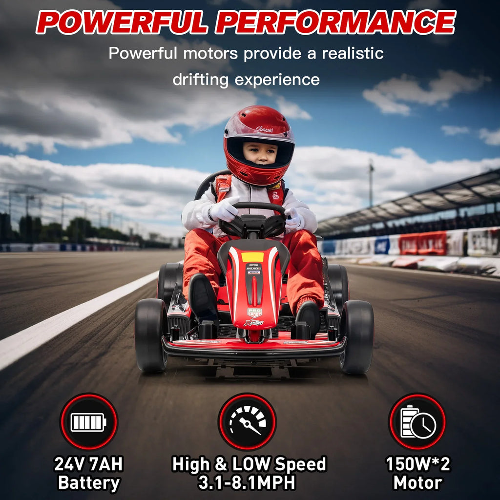 Mukidy 24V Electric Go Kart For Kids Drift Ride On