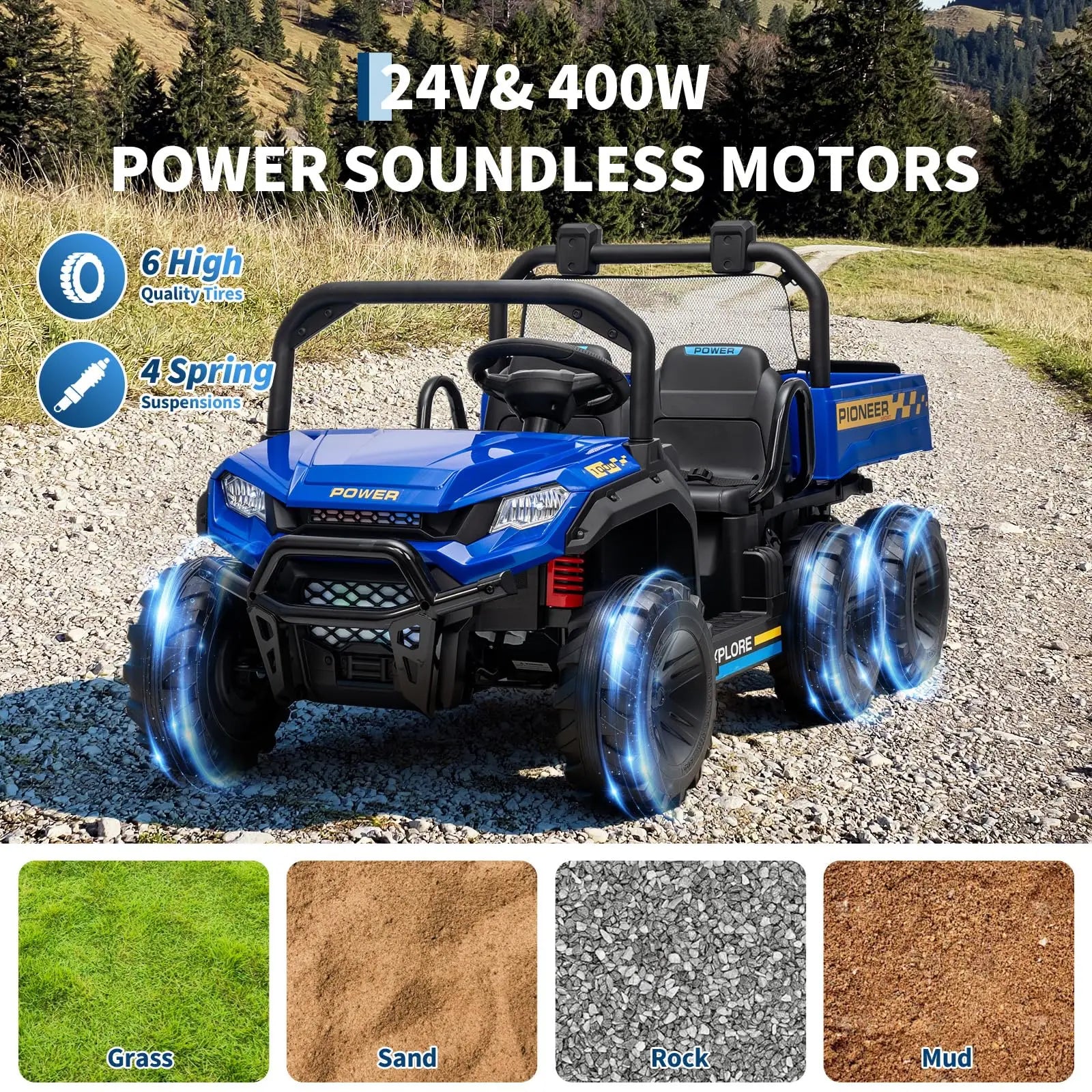 24V Two Seater Ride On Dump Truck 4WD Remote Control