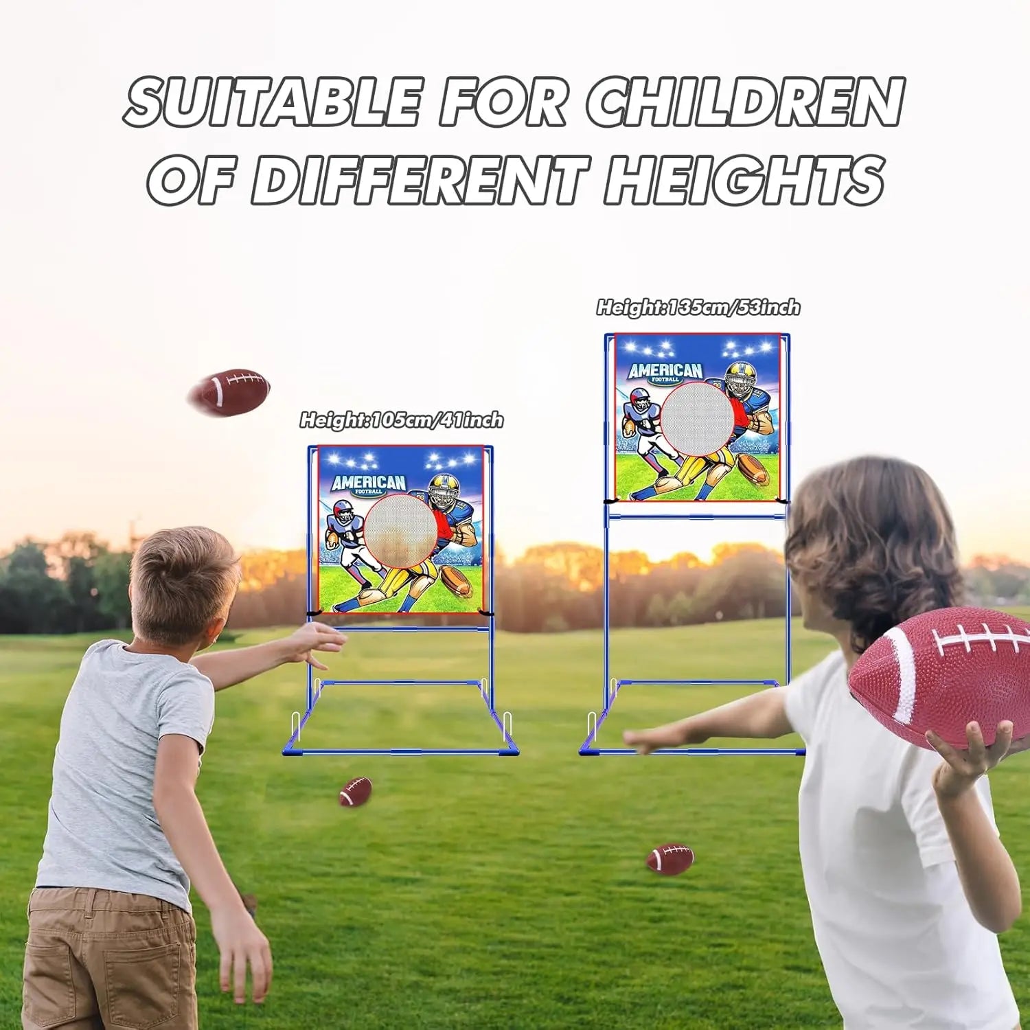VATOS Football Toss Target Set With 4 Inflatable Footballs