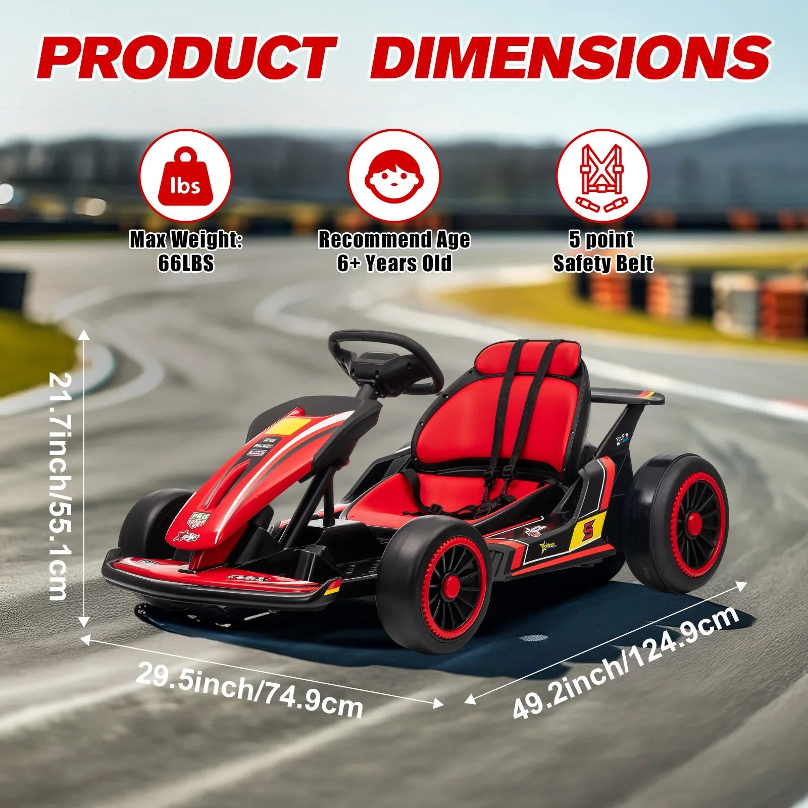 Mukidy 24V Electric Go Kart For Kids Drift Ride On