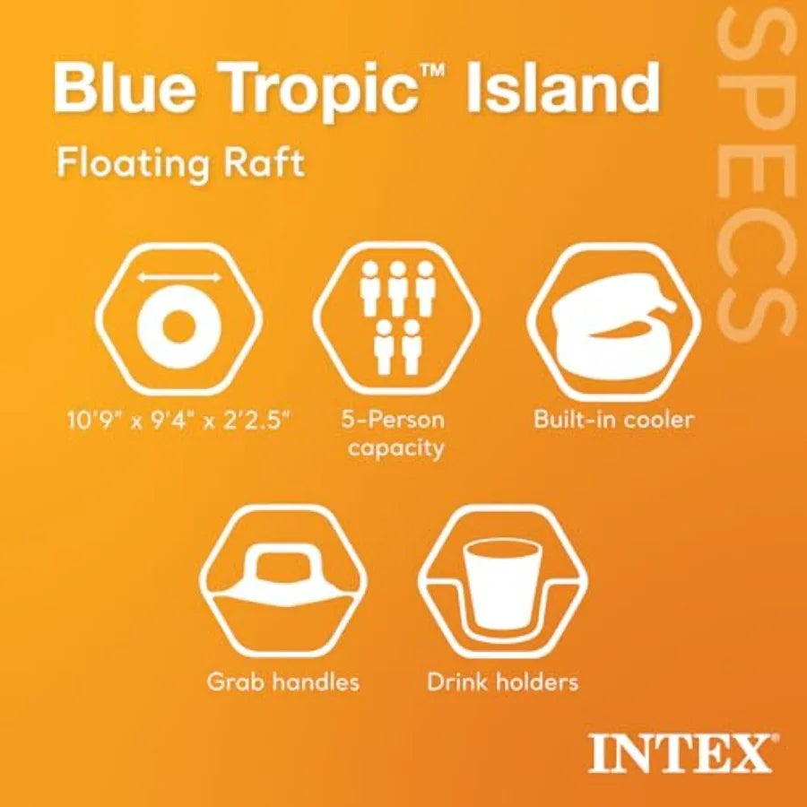 Inflatable 5 Person Raft With Backrests Cooler Cupholders