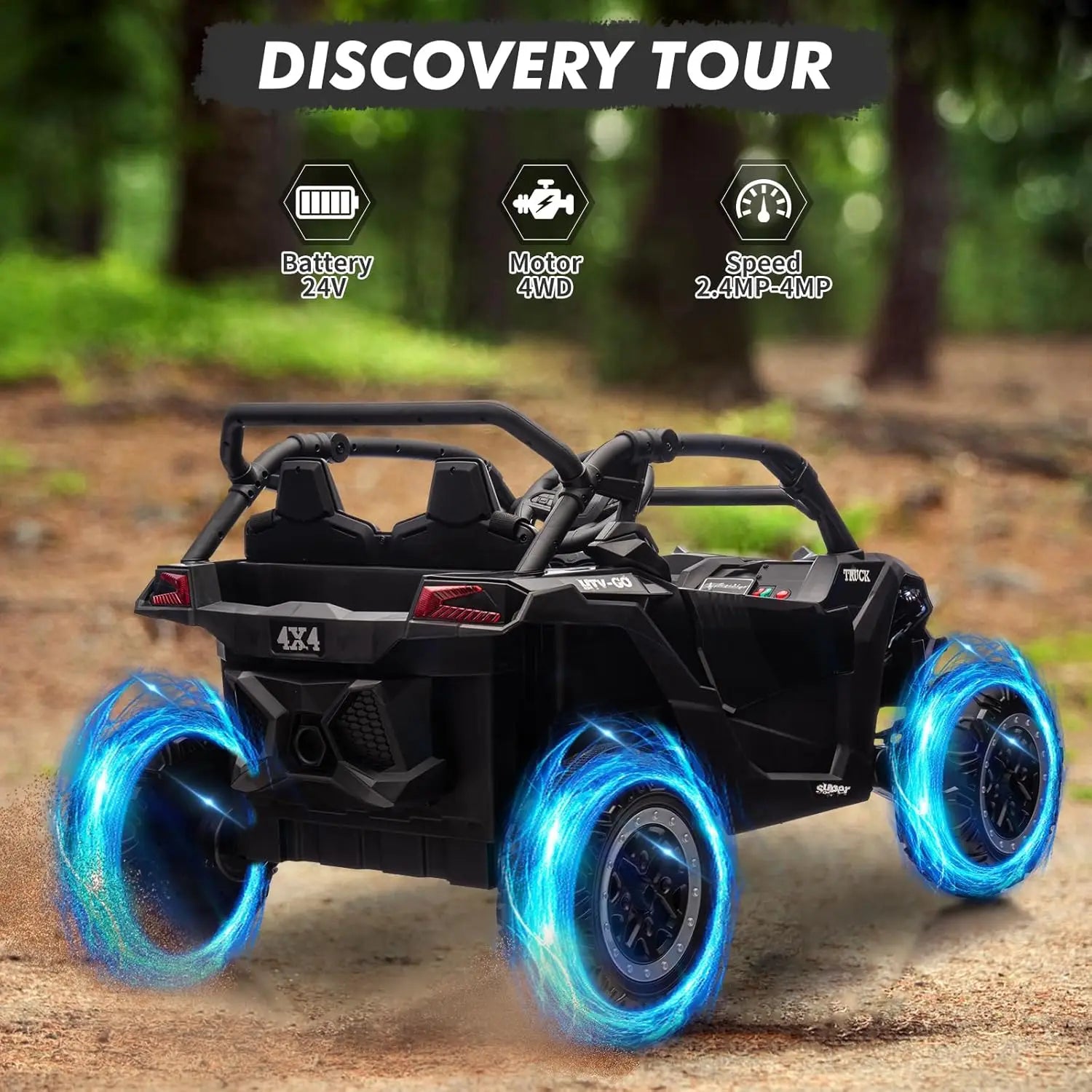 24V 4WD Ride On Car For Kids With Remote Control 2 Seater