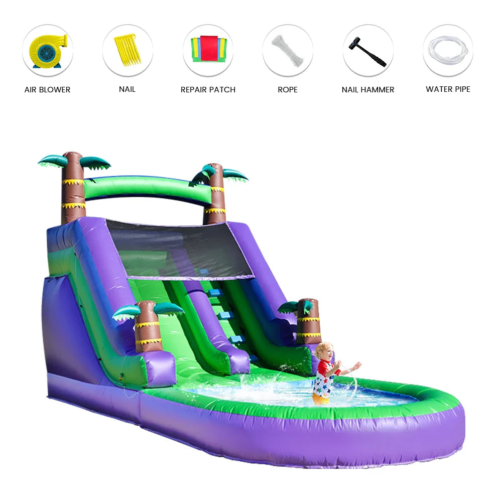 RTS Inflatable Giant Tropical Water Slide Bounce House