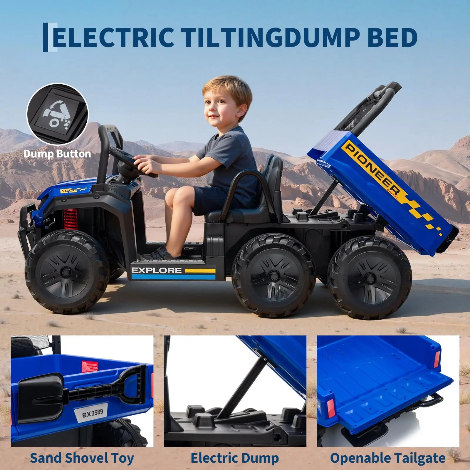 24V Two Seater Ride On Dump Truck 4WD Remote Control