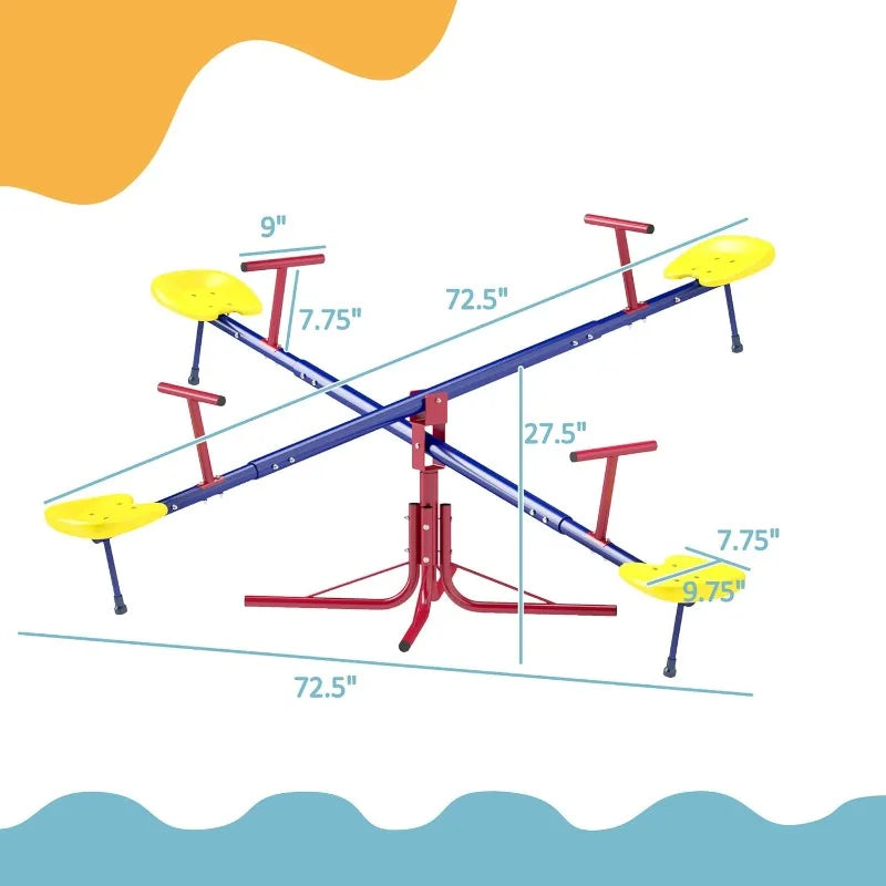 Outsunny 360 Degree Seesaw Spin Teeter Totter For Four Kids