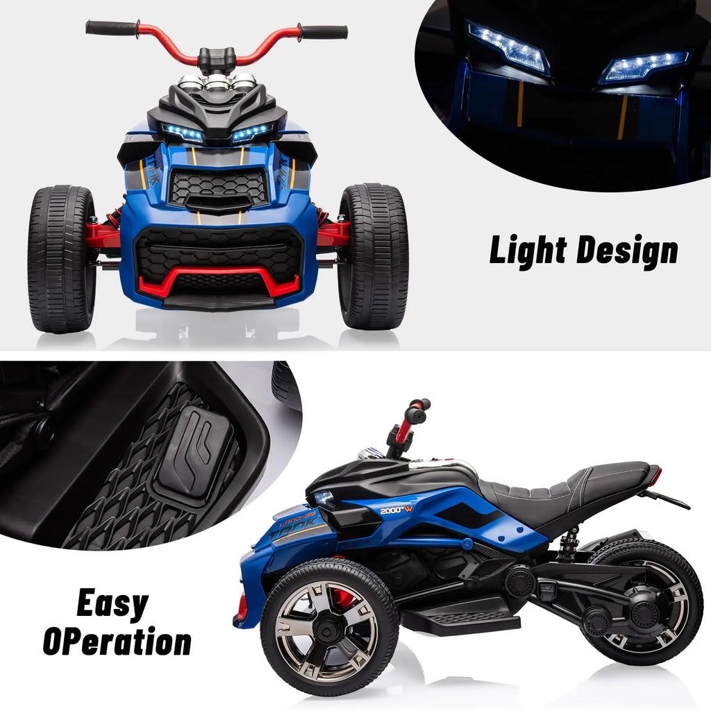 Kids 12V Ride-On Car Toy With Dual 2-Speed Motors Lights