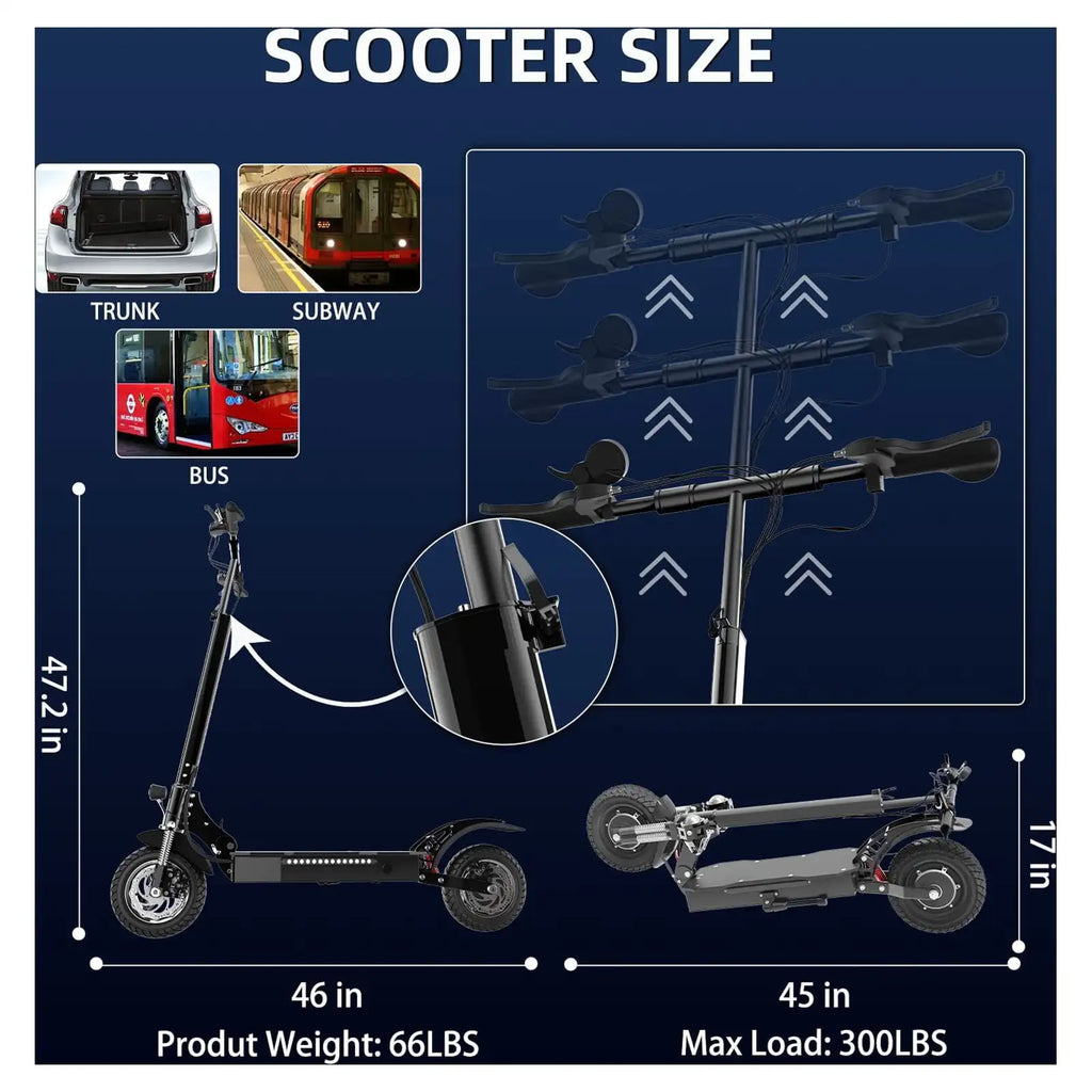 X750 1600W Electric Scooter 52V 20Ah Foldable Dual Suspension Brakes
