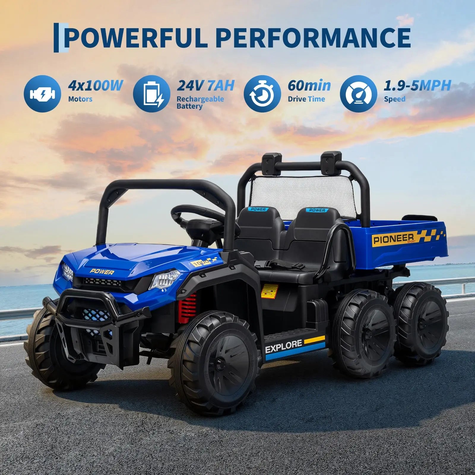 24V Two Seater Ride On Dump Truck 4WD Remote Control