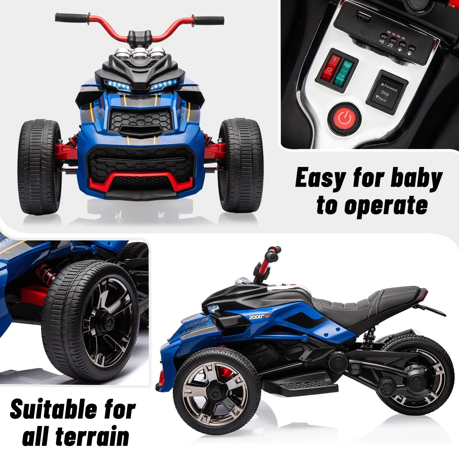 Kids 12V Ride-On Car Toy With Dual 2-Speed Motors Lights