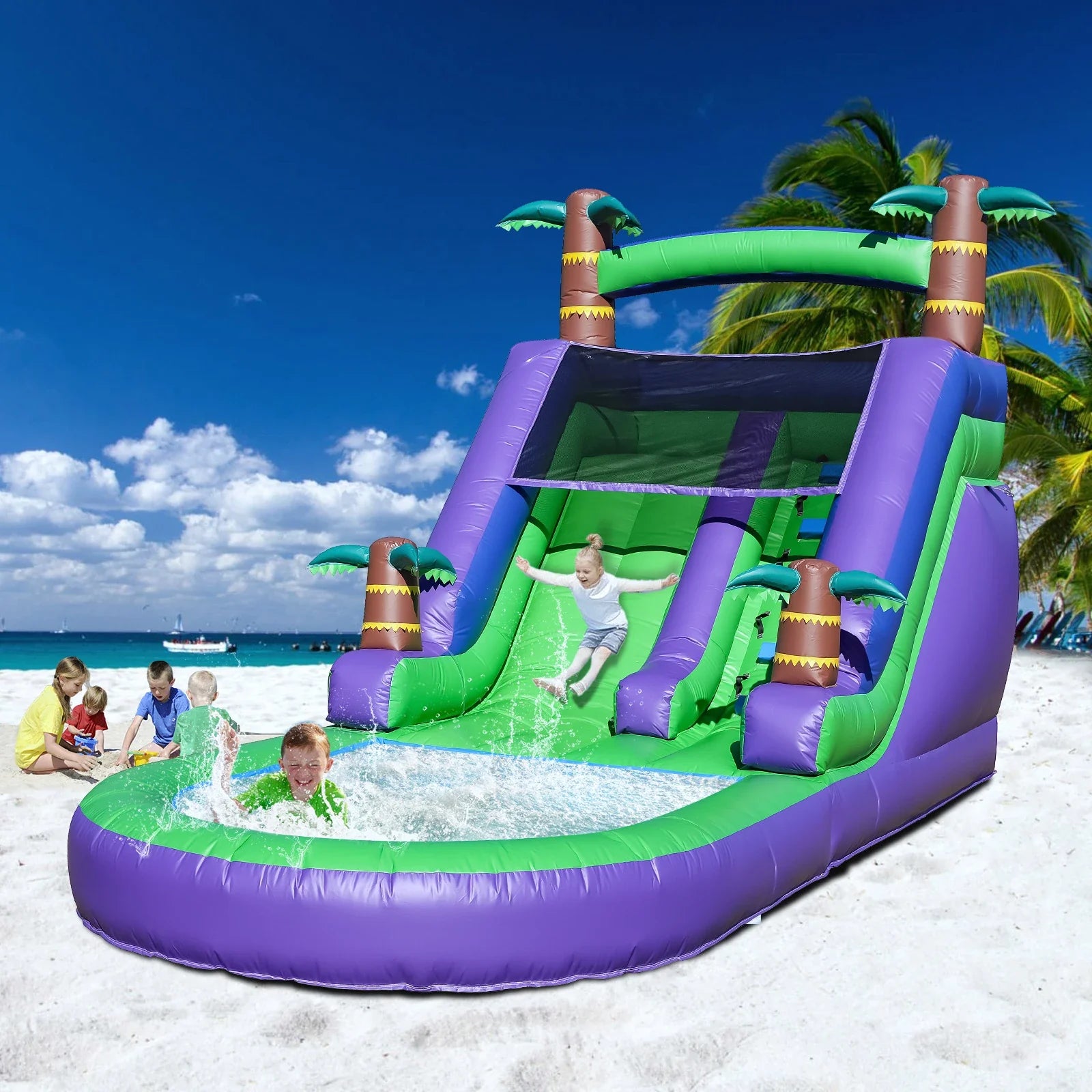 RTS Inflatable Giant Tropical Water Slide Bounce House