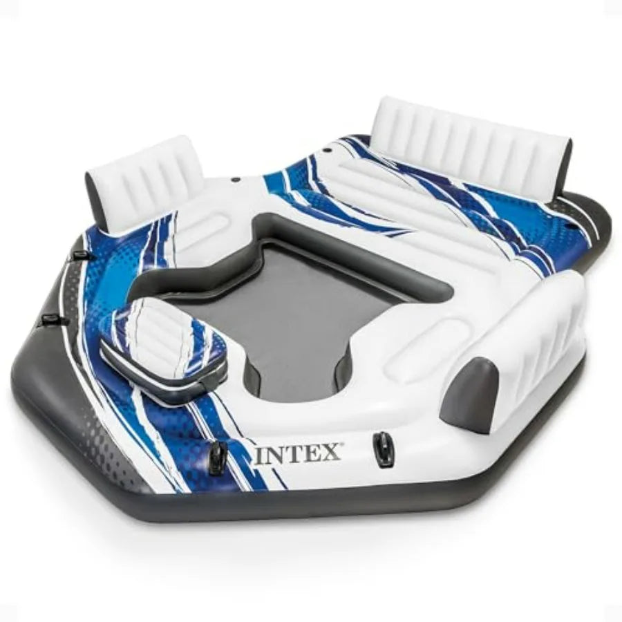 Inflatable 5 Person Raft With Backrests Cooler Cupholders