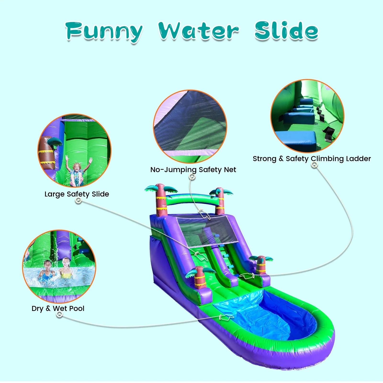 RTS Inflatable Giant Tropical Water Slide Bounce House
