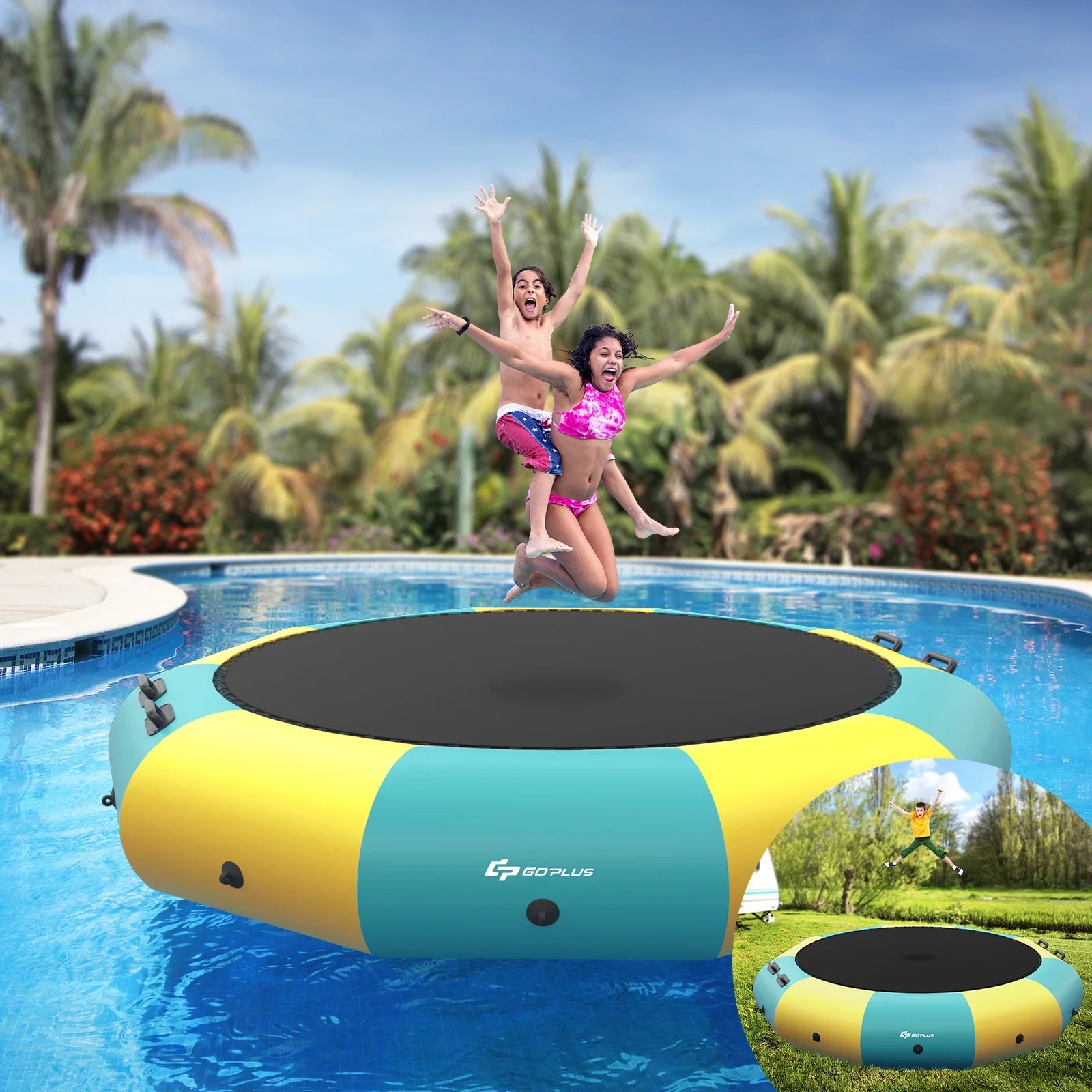 MULTIGOT Inflatable Water Bouncer Splash Trampoline