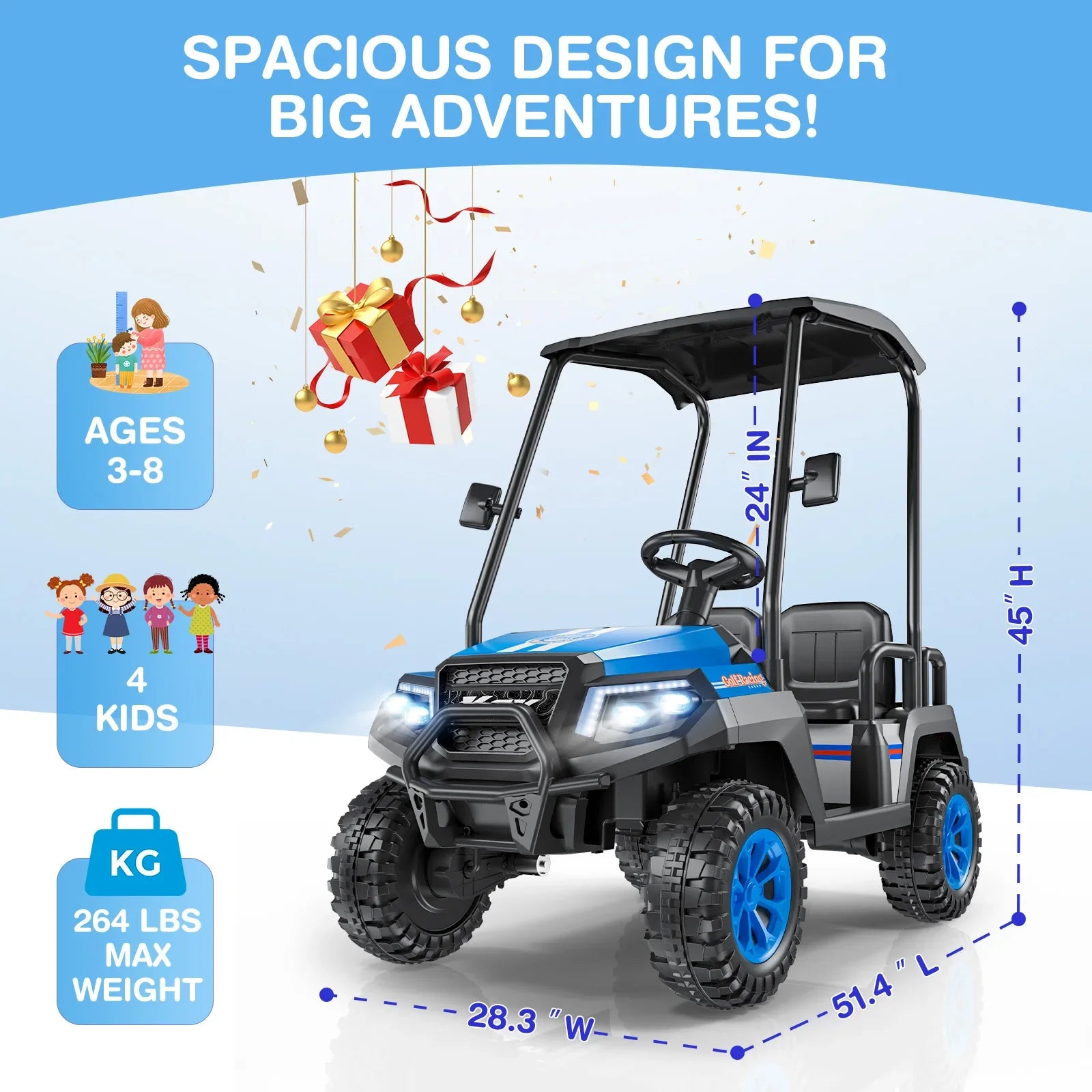 LIGIANT 24V 4WD Seater Ride On Golf Cart With Remote