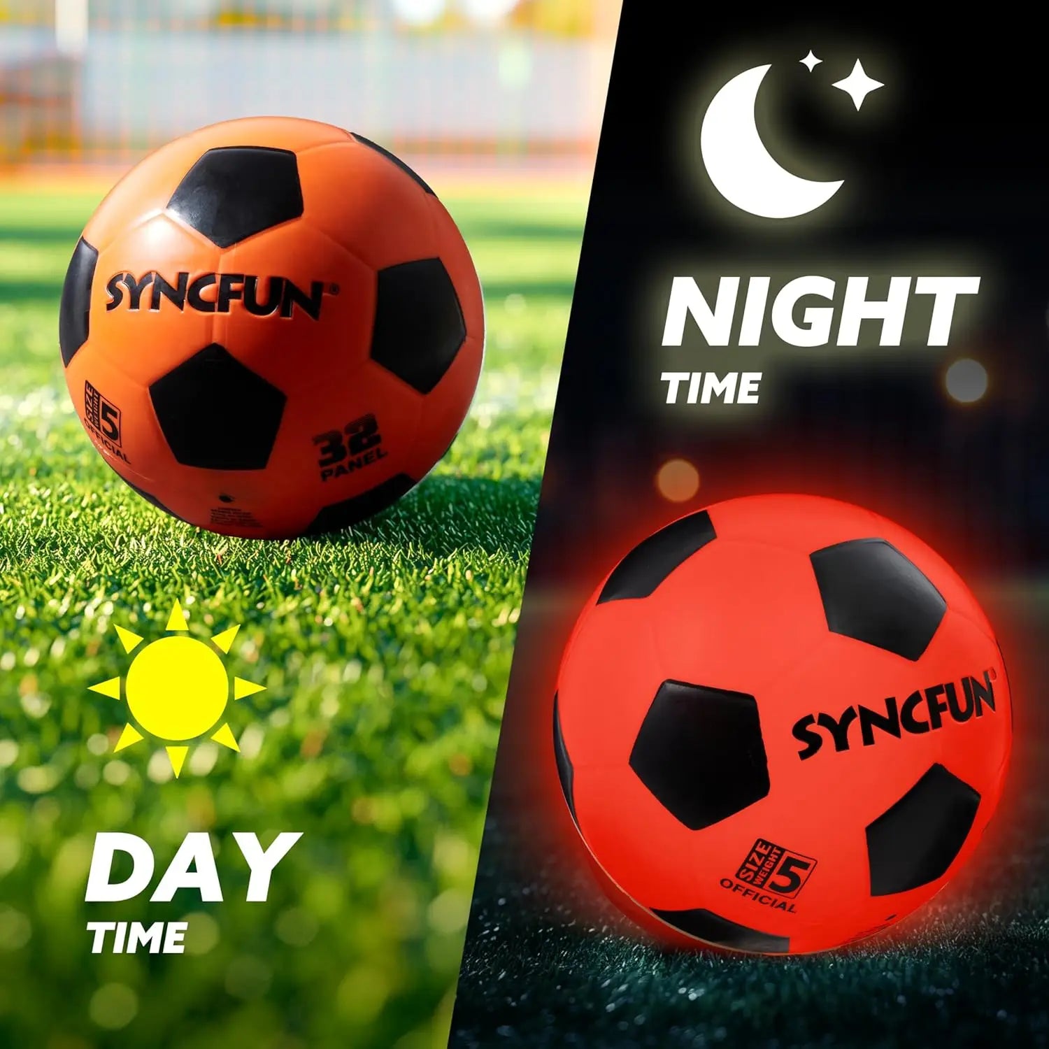 Joyfy Glow Soccer Ball Light Up Night Play Gift Toy