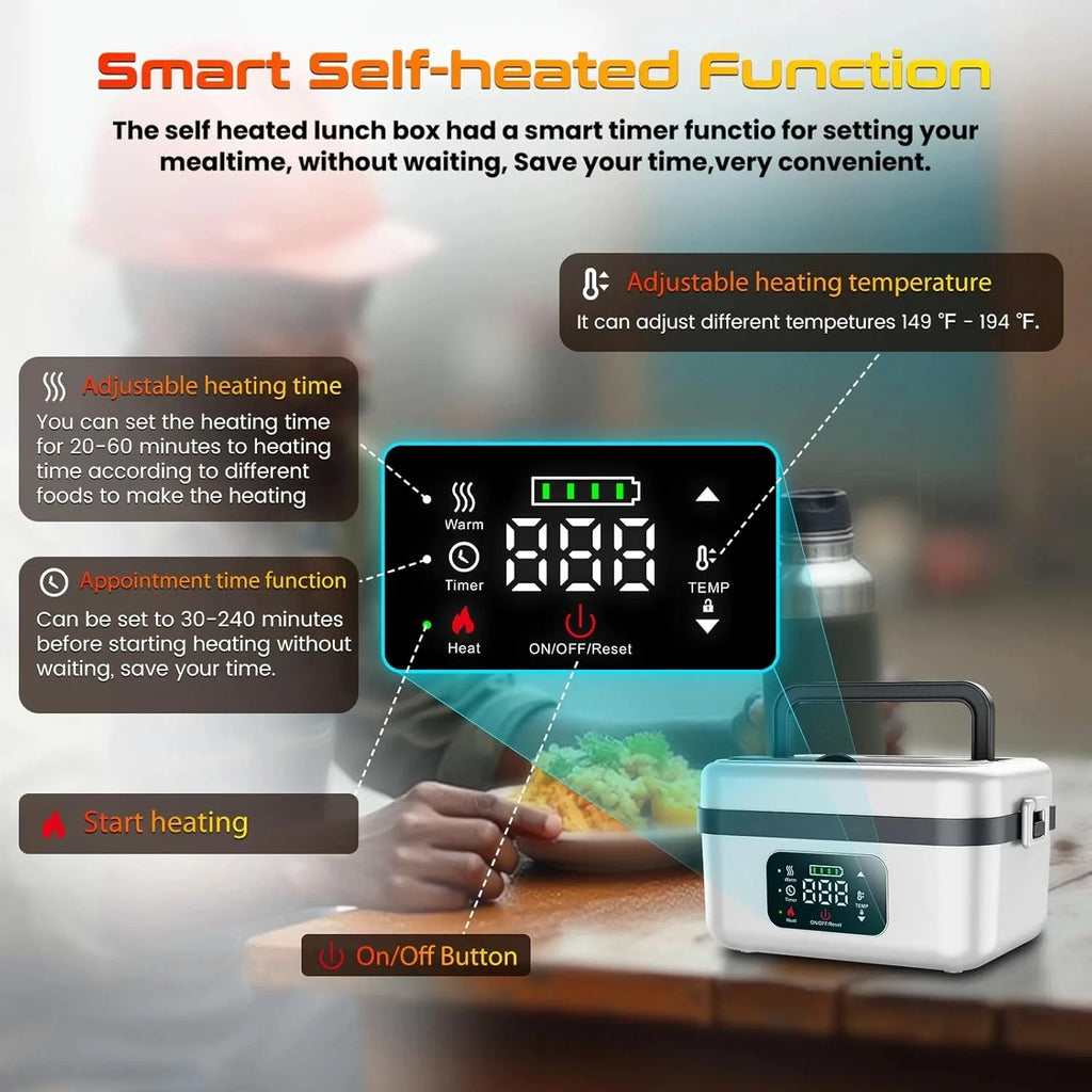 Feature Wireless Electric Insulated Lunch Box With 8000mAh Battery 60W