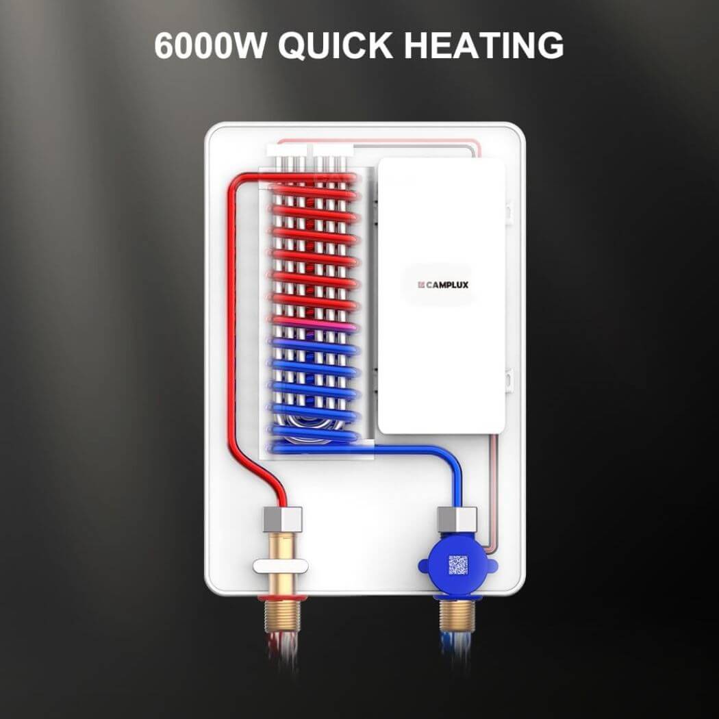 Camplux Electric Point of Use Tankless Water Heater, 6kW at 220~240V
