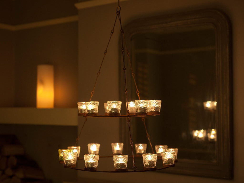 Tea Light Chandelier - Clear Glass