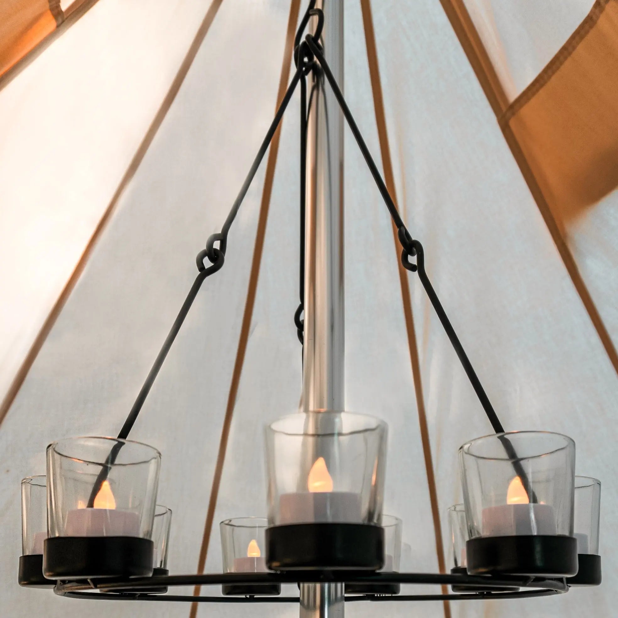 Boutique Camping Bell Tent Tea Light Chandelier