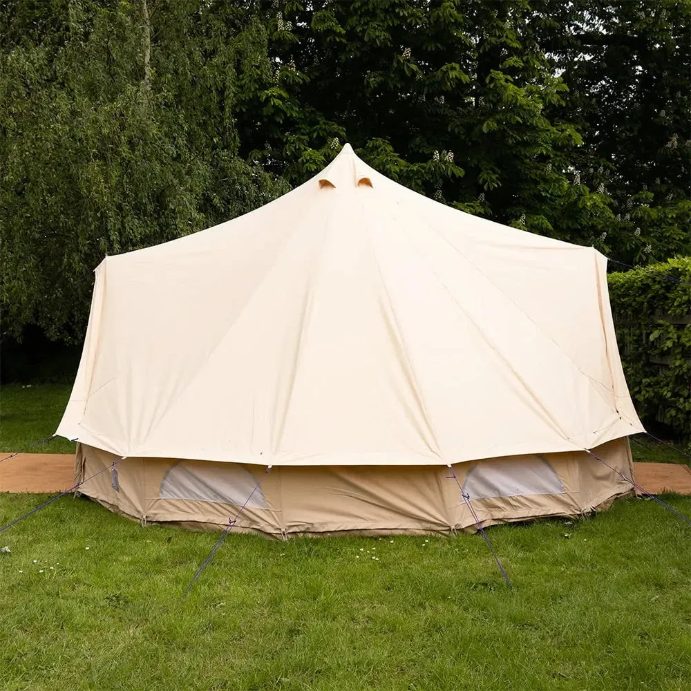 5M Classic Bell Tent 100% Cotton 285GSM Double Door - Coffee
