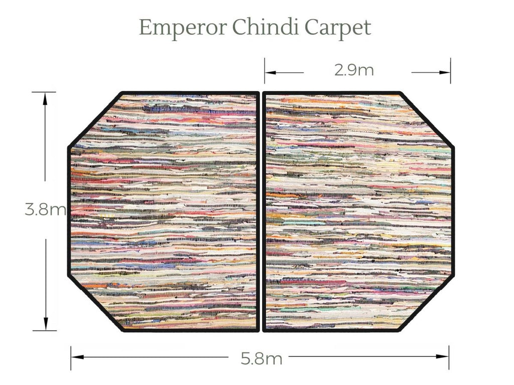 Recycled Cotton Chindi Carpet for Emperor Bell Tent (Half Moon)