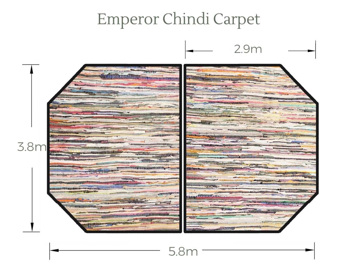 Recycled Cotton Chindi Carpet for Emperor Bell Tent (Half Moon)