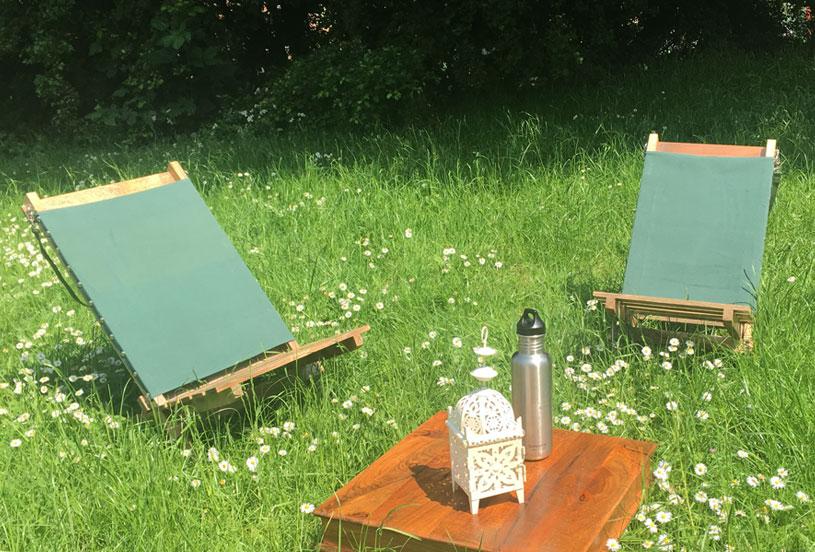 Handmade Portable Natural Hard-Wood Deck Chair