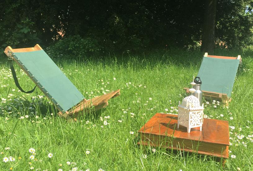 Handmade Portable Natural Hard-Wood Deck Chair