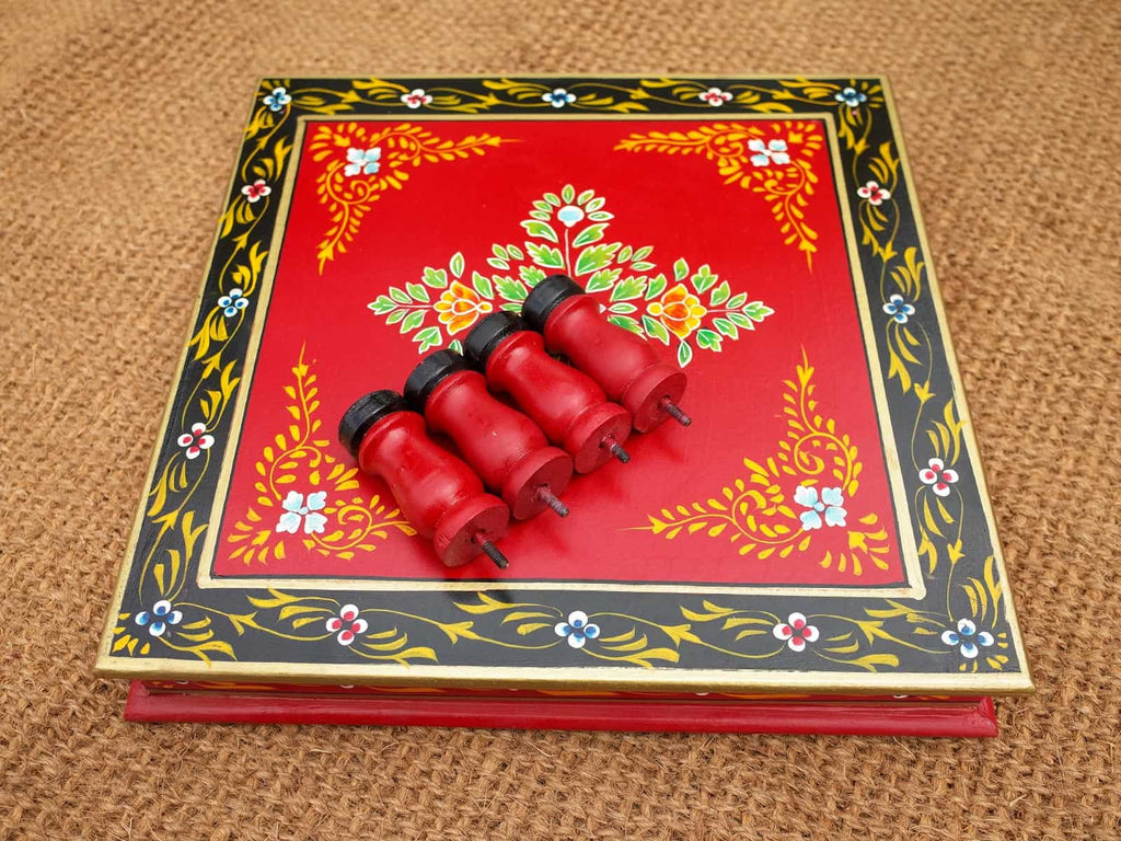 Camping with Soul Square Indian Table - Red & Gold