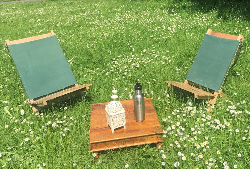 Handmade Portable Natural Hard-Wood Deck Chair