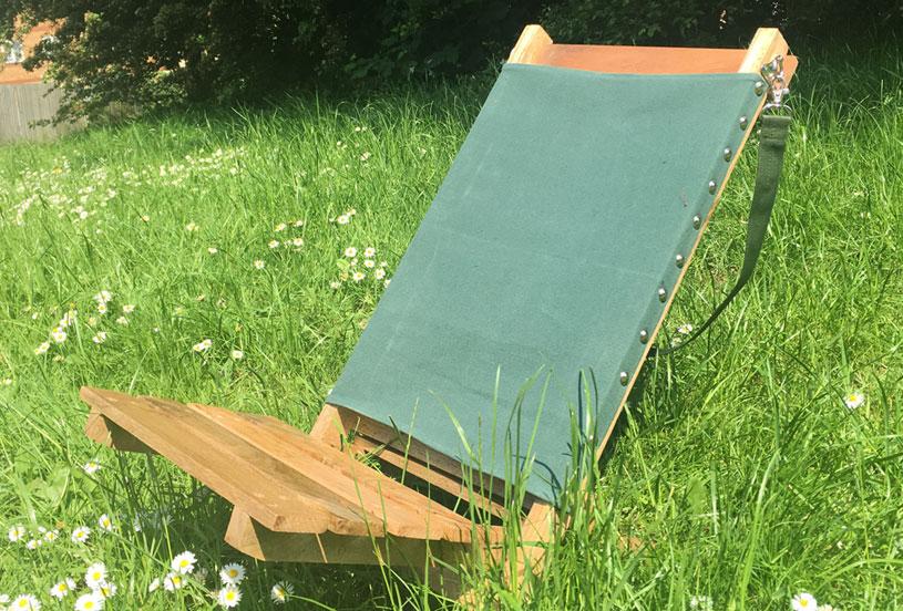 Handmade Portable Natural Hard-Wood Deck Chair