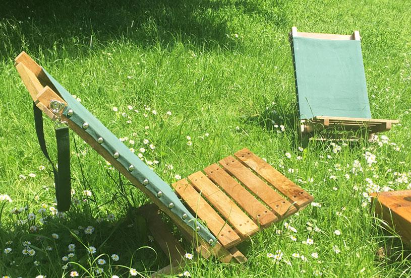 Handmade Portable Natural Hard-Wood Deck Chair