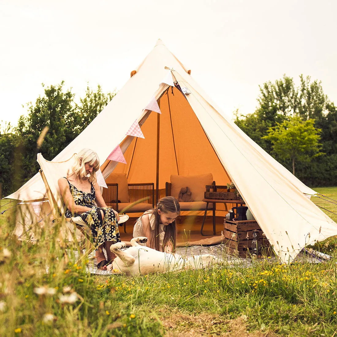 Boutique Camping Bell Tent Triangle Tarp Awning